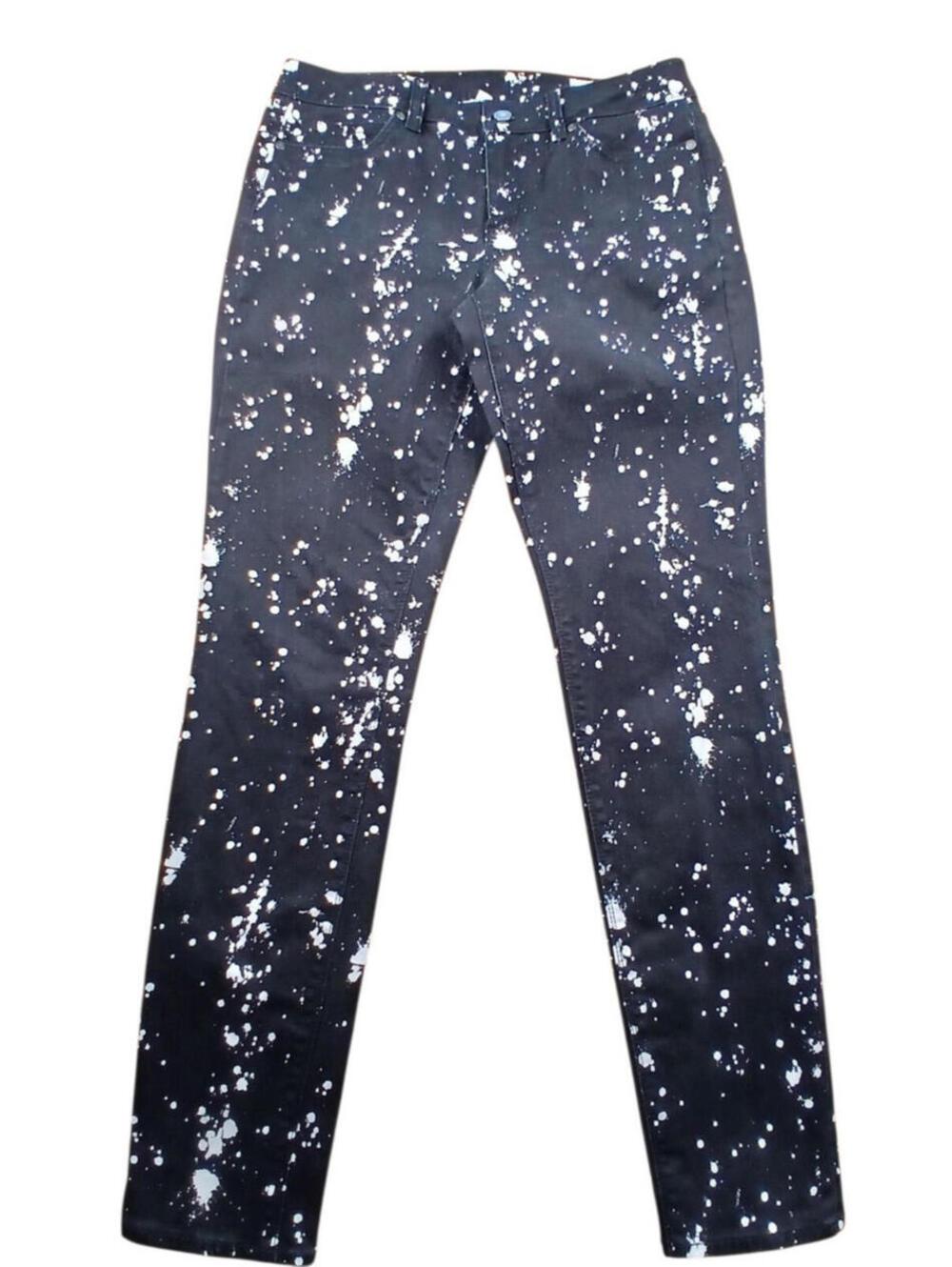 Vince Camuto Paint Splatter Jeans Womens 6 Black Skinny Y2K Grunge 28x30